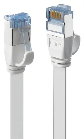 Lindy Cat6a Flachband bílá / Patch kabel / U/FTP / RJ-45 / 10 m