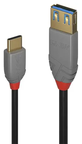 Lindy Anthra Line černá / Adaptér / USB-C - USB-A / 0,15 m / USB 3.2 Gen 2 / 10 Gbit/s