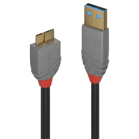 Lindy Anthra Line černá / USB kabel / USB-A - Micro-USB B / 3 m / 5 Gbit/s