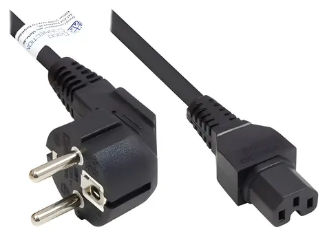 Good Connections černá / Napájecí kabel / CEE 7/7 (E+F) - IEC C15 / pravoúhlý / 1,8 m / 10 A