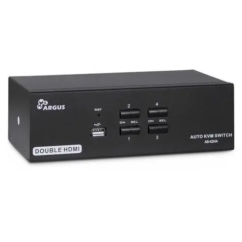 Inter-Tech AS-42HA / KVM přepínač / HDMI / 4 porty / USB / audio / kovové provedení