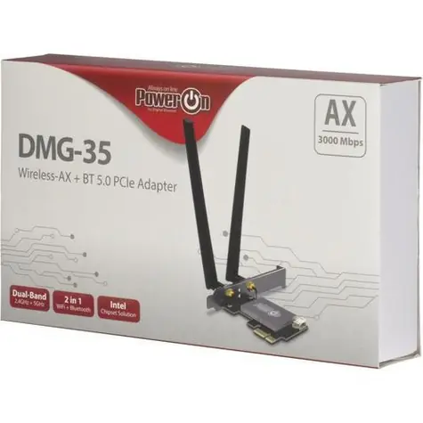 Inter-Tech DMG-35 / Wi-Fi/Bluetooth adaptér / PCIe / Wi-Fi 6 / Bluetooth 5.0 / 3000 Mbit/s