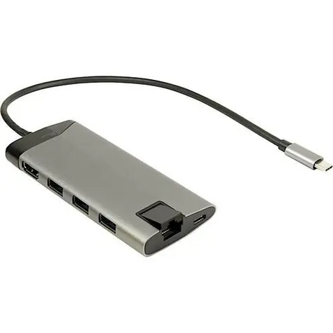 Inter-Tech Argus GDC-802 šedá / Dokovací stanice / USB-C / 1x HDMI / 3x USB 3.2 Gen 1 / LAN / čtečka karet