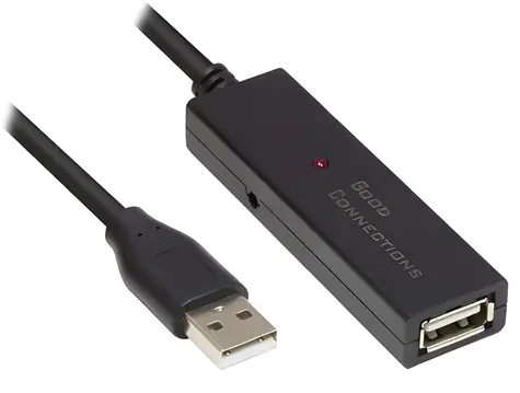 Good Connections USB-A - USB-A 20 m černá / Prodlužovací kabel / USB 2.0 / 480 Mbit/s / aktivní