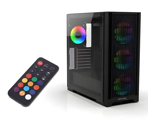 INCA Empousa černá / Mid-Tower / ATX, micro ATX, Mini-ITX / tvrzené sklo / RGB / USB 2.0