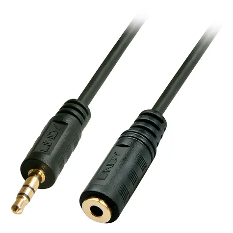 Lindy Jack 3,5mm prodlužovací černá / Audio kabel / 2 m / Pozlacené konektory / Stereo
