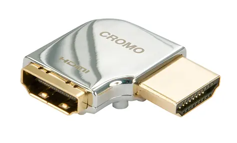 Lindy CROMO chromová / Adaptér HDMI / 90° pravoúhlý / HDMI (M) - HDMI (F)