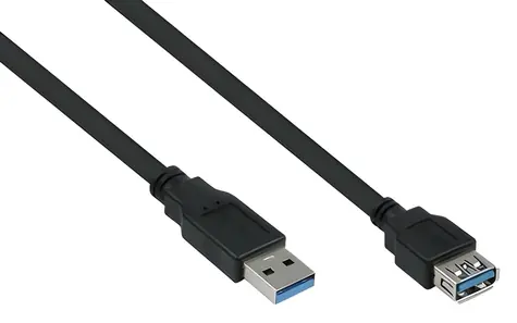Kabelmeister USB-A (M) - USB-A (F) černá / Prodlužovací kabel / USB 3.0 / 2 m