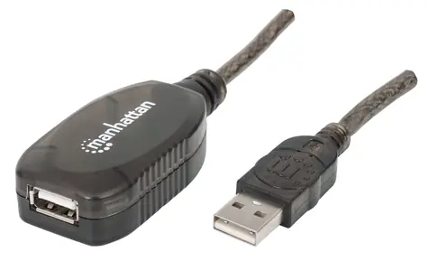 Manhattan aktivní prodlužovací kabel USB 2.0 A-A 20 m černý / Prodlužovací kabel / USB 2.0 / 480 Mbit/s