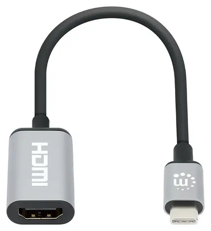 Manhattan USB-C na HDMI černá/stříbrná / Adaptér / 4K 60Hz / HDCP 2.2 / kabel 15 cm