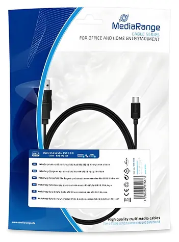 MediaRange MRCS188 černá / Kabel / USB-A - Mini-USB B / 1,8 m / USB 2.0