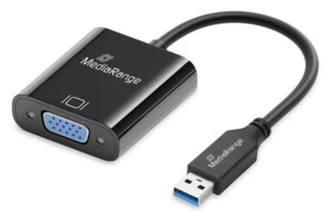 MediaRange USB-A 3.0 na VGA černá / Konvertor / Full HD 60Hz / pozlacené kontakty