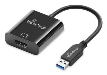 MediaRange Konvertér USB-A na HDMI černá / Full HD 60Hz / 5 Gbit/s / pozlacené kontakty