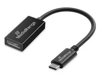 MediaRange USB-C - DisplayPort černá / Konvertor / 20 cm / 8K 60 Hz / pozlacené kontakty