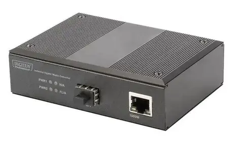 DIGITUS DN-652103-1 / Media konvertor / 10/100/1000Base-TX na 1000Base-FX / DIN lišta / IP40