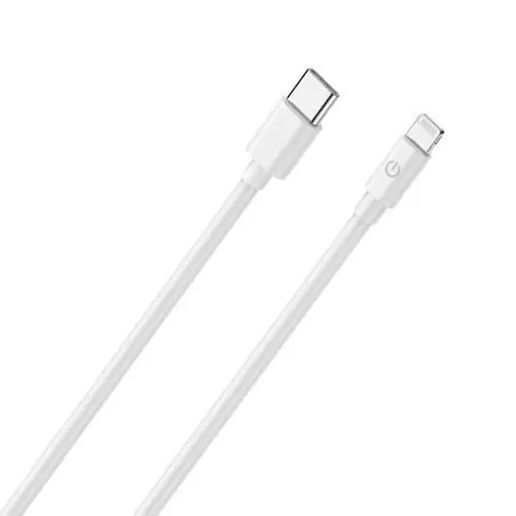 RealPower Lightning kabel bílá / Datový a nabíjecí kabel / USB-C na Lightning / 2 m / MFI certifikace