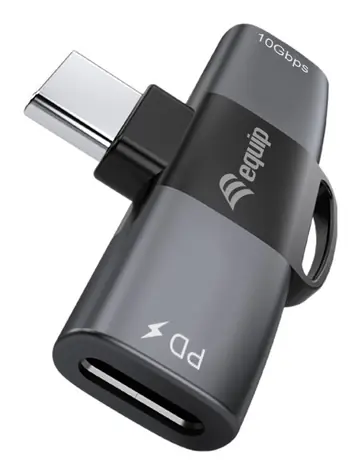 Equip Adaptér USB-C na 2x USB-C šedý / Adaptér / PD 100W / 10 Gbit/s / Alu