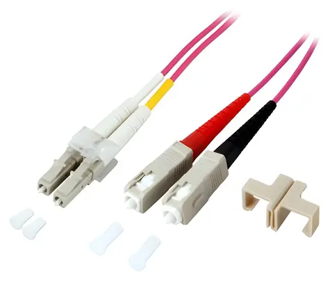 EFB LC-SC OM4 fialová / Optický patch kabel / Duplex / 1 m / LSZH