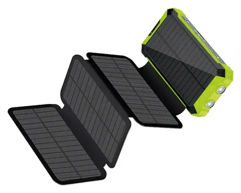 RealPower PB-20000 Solar černá, zelená / Powerbanka 20000 mAh / Solární panel / Bezdrátové nabíjení 5W