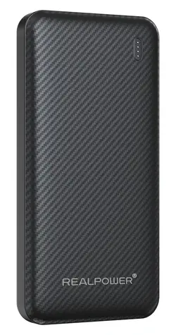 RealPower PB-10000 Plus černá / Powerbanka 10000 mAh / 2x USB-A / 1x USB-C / 20W