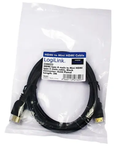 LogiLink HDMI - Mini HDMI černá / HDMI kabel / 2 m / pozlacené konektory