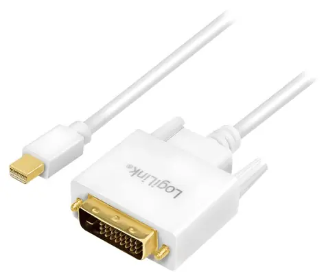 LogiLink Mini DisplayPort - DVI bílá / Kabel / DisplayPort 1.2 / Max. 1920 x 1080 px / 1.8 m