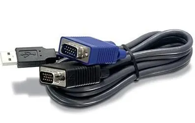 TRENDnet KVM kabel USB-VGA černý / Kabel / 2x HD15 + USB 1.1 / 3 m