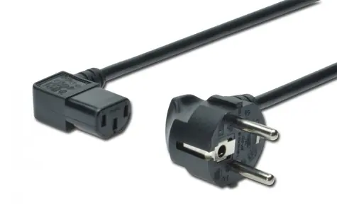 Digitus Napájecí kabel Schuko 90° - IEC C13 90° 1,8m černá / Napájecí kabel / H05VV-F3G / 10A 250V