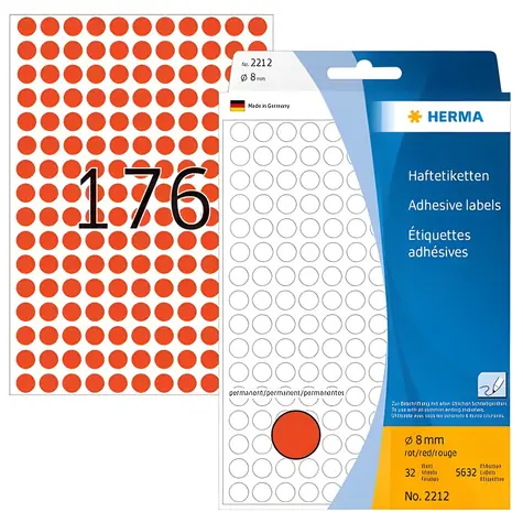 HERMA Etikety kulaté červené 8 mm / Papírové / 5632 ks