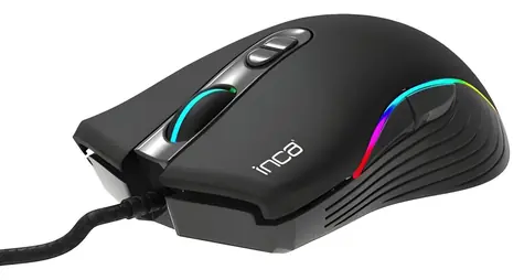 INCA IMG-GT15 černá / Drátová herní myš / RGB / 4800 DPI / 7 tlačítek / USB-A / 1,5 m