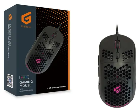 Conceptronic DJEBBEL černá / Herní myš / USB-A / 6400 DPI / 6 tlačítek / RGB LED