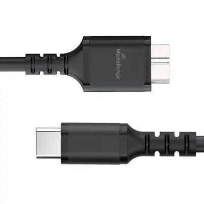 MediaRange MRCS257 černá / Kabel / Micro-USB B - USB-C / USB 3.2 Gen 1 / 5 Gbit/s / 0,5 m