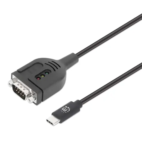 Manhattan adaptér USB-C na RS232 DB9 PL2303GT černý / Adaptér / USB-C - DB9 (RS232) / 1 m