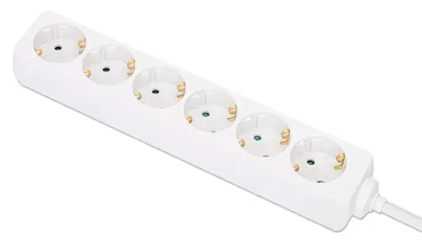 Manhattan Prodlužovací kabel 6x zásuvka bílá / Prodlužovací kabel / 2 m / 16 A / 3680 W