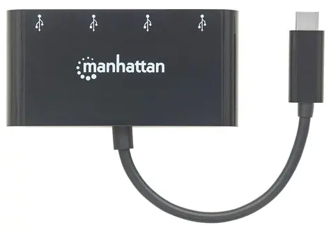 Manhattan USB-C Hub černý / USB hub / 4x USB-A / USB 3.2 Gen 1 / 5 Gbit/s / Bus Power