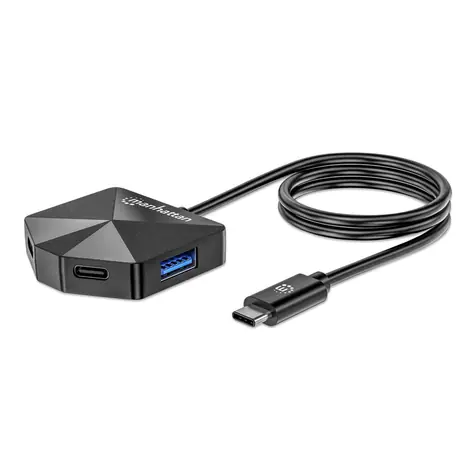 Manhattan USB-C Hub černý / USB hub / 4-portový / 2x USB-C + 2x USB-A / USB 3.2 Gen 2 / 5 Gbps