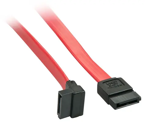 Lindy SATA III 90° červená / SATA kabel / 7pin / 0,7 m / SAS kompatibilní