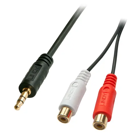 Lindy Audio redukce Jack 3,5 mm - 2x RCA černá / Audio redukce / Stereo / 0,25 m
