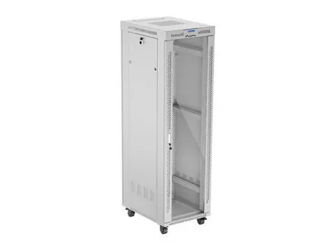 Lanberg FF01 42U/600x800 šedá / Stojanový rozvaděč / skleněné dveře / LCD panel / nosnost 1200 kg / Flat Pack