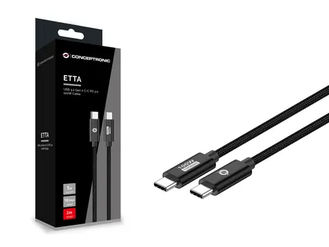 Conceptronic USB-C černá / Kabel USB-C / USB 3.2 Gen 2 / 2 m / 10 Gbit/s / 100 W PD