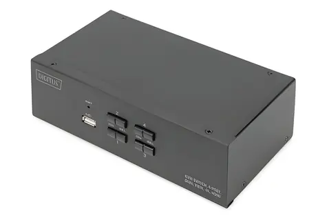 Digitus KVM Switch 4-Port / KVM přepínač / 4K 30Hz / 2× HDMI / USB hub / 2× 3,5mm jack