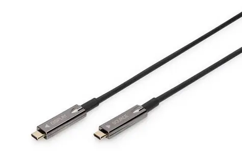 Digitus USB-C AOC Hybrid kabel černá / Kabel USB-C na USB-C / 20 m / 4K 60Hz / 21,6 Gbps / USB 3.2 Gen 1