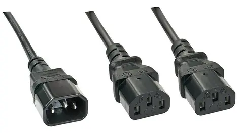 Lindy C14 - 2x C13 černá / Napájecí kabel / 1 m