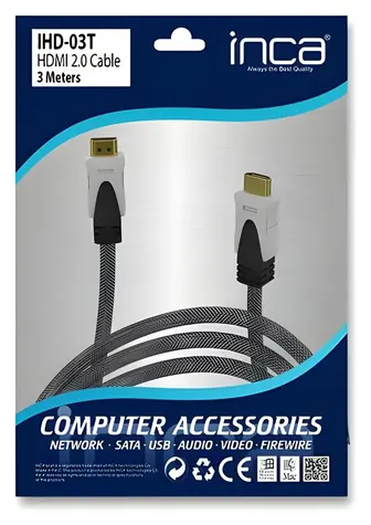 Inca HDMI kabel 3 m šedá / Kabel HDMI / 2.0 / 18 Gbit/s / 4K 30Hz
