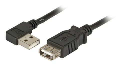 EFB K5246SW.1 černá / Prodlužovací kabel USB-A / lomený-rovný / USB 2.0 / 1 m