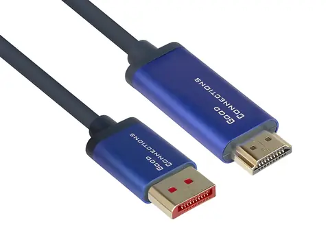 Good Connections DP1.4-HDMI2.0 modrá / Propojovací kabel / DisplayPort - HDMI / 5 m / 4K 60Hz / HDCP 2.2