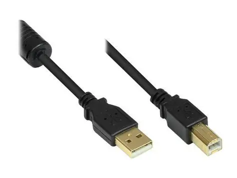 Good Connections USB 2.0 A-B černá / Kabel / USB-A – USB-B / 5 m / s ferritem