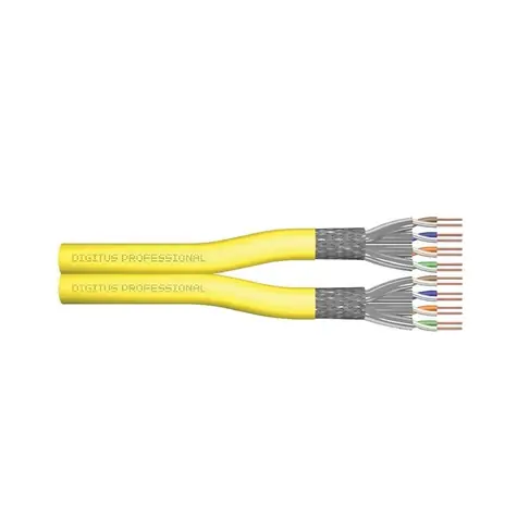 DIGITUS Cat.7A S/FTP žlutý / Instalační kabel / 500 m / AWG 22/1 / LSZH / Dca
