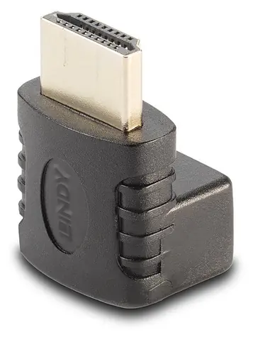 Lindy HDMI adaptér 90° dolů černá / Adaptér / HDMI (M) - HDMI (F) / pozlacené konektory / 4K UHD 60Hz