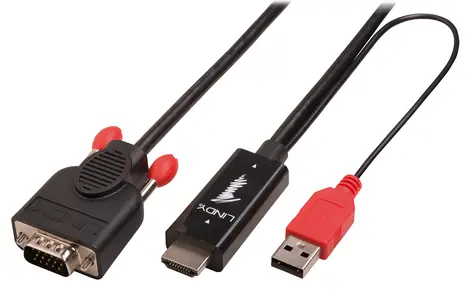 Lindy HDMI na VGA kabel s USB napájením černá / Kabel / 1920x1200 / 1 m